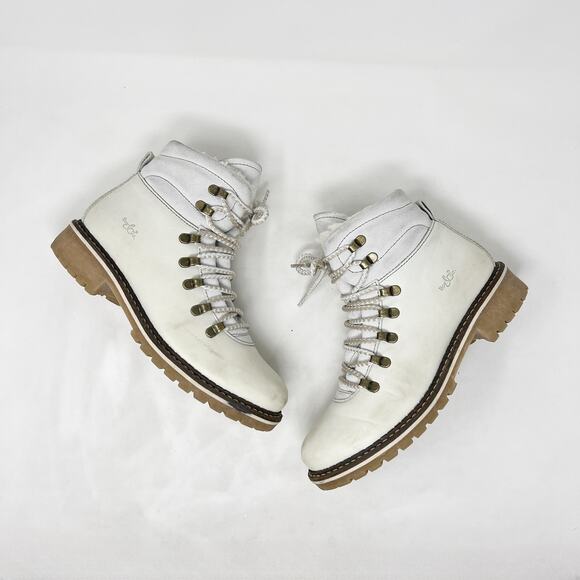 [Bos & Co.] White Howe Waterproof Ankle High Lug Sole Leather Boots Size 40 US 9 - Picture 6 of 12